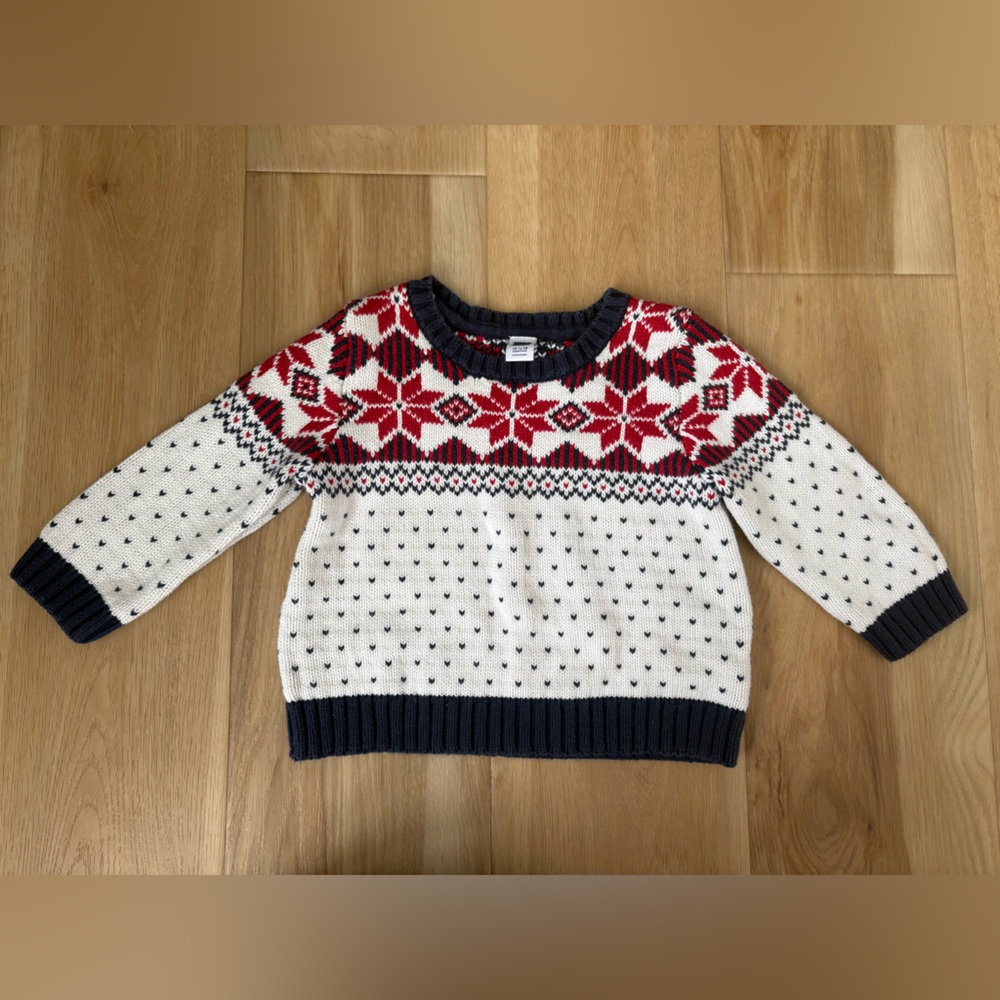 Janie and Jack Festive Red and White Knit Sweater